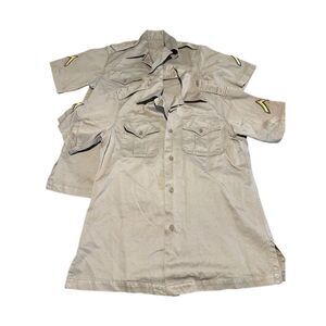 Vintage Vietnam War Era US Army Khaki Shirt Set Button Up Shirt USA Military S